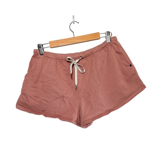 Vuori Sunnyside Pull On Cotton Drawstring Relaxed Mini Shorts Burnt Clay Large - Picture 3 of 15